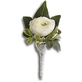 Blissful White Boutonniere