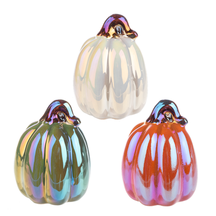 Iridescent Pumpkin Figurines