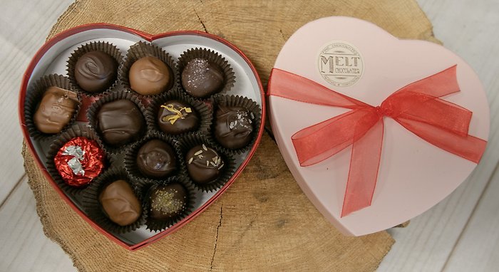 12 piece asstd truffles heart box